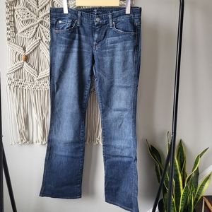7 for all mankind flare  "A" pocket with crystals medium wash flare jean Sz 28
